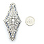 Brooch Shield 4.00ctw Mine Cut Diamonds .40ctw Blue Sapphire Platinum 2.8x1.4" 15.78g 225100169