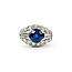 Ring Cocktail 1.00ctw Round & Baguette Diamonds 2.53ct Blue Sapphire Platinum 12.5mm Sz8 7.7g 225100173