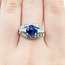 Ring Cocktail 1.00ctw Round & Baguette Diamonds 2.53ct Blue Sapphire Platinum 12.5mm Sz8 7.7g 225100173
