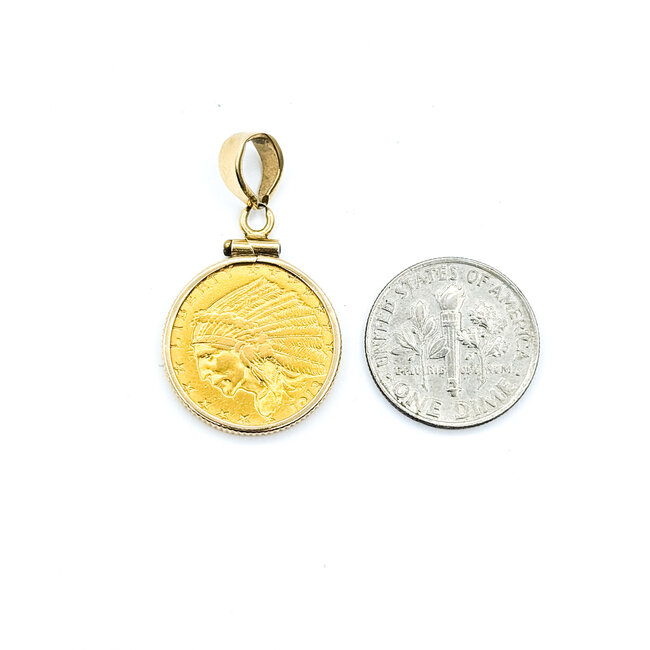 Pendant 1913 Indian Head $2.50 Gold Coin 14ky 18.35mm 5.35g 225102004