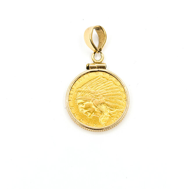 Pendant 1913 Indian Head $2.50 Gold Coin 14ky 18.35mm 5.35g 225102004