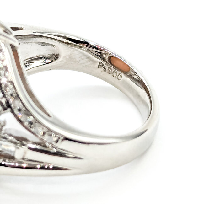 Ring Cocktail 1.50ctw Round & Baguette Diamonds 8.80ct Angel Skin Coral 900pt 20x16mm Sz6.25 15.54g 125110020