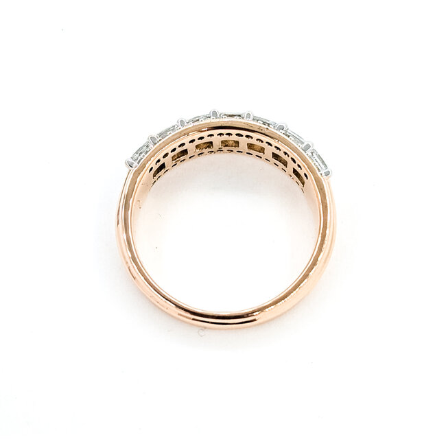 Ring 3-Row 1.10ctw Princess & Round Diamonds 14kr 6.65mm Sz7 5.5g 225100014