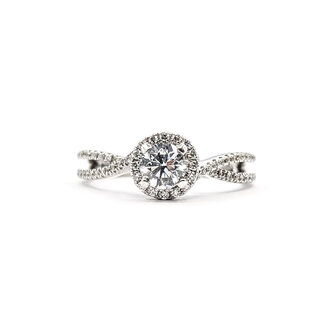 Ring Accented Solitaire 0.45ct Round Diamond .25ctw Diamonds 14kw Sz5.75 225100175