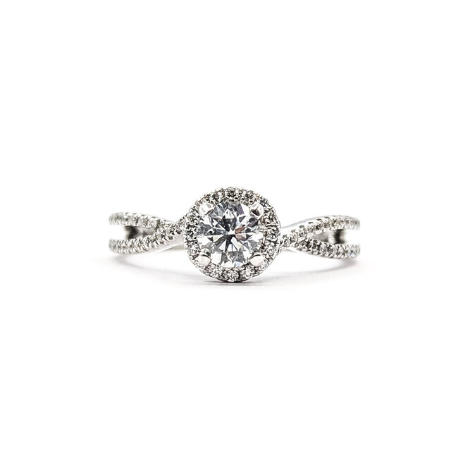 Ring Accented Solitaire 0.45ct Round Diamond .25ctw Diamonds 14kw Sz5.75 225100175