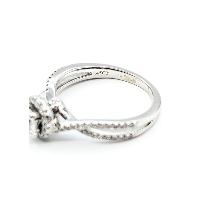 Ring Accented Solitaire 0.45ct Round Diamond .25ctw Diamonds 14kw Sz5.75 225100175