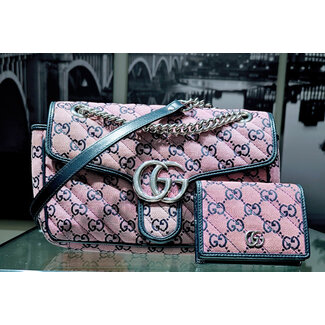 Shoulder Gucci Marmont Canvas Set Bi-Fold Pink 125115047
