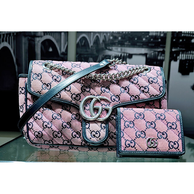 Shoulder Gucci Marmont Canvas Set Bi-Fold Pink 125115047