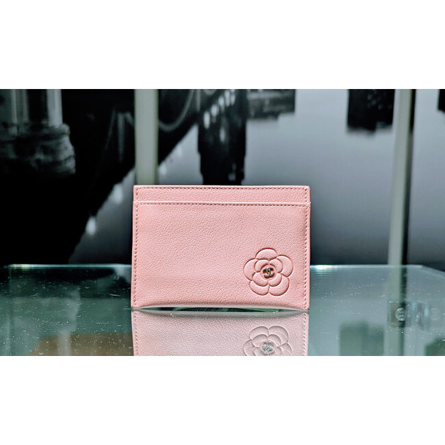 Card Holder Chanel Camellia Pink Embossed Flower 125115059