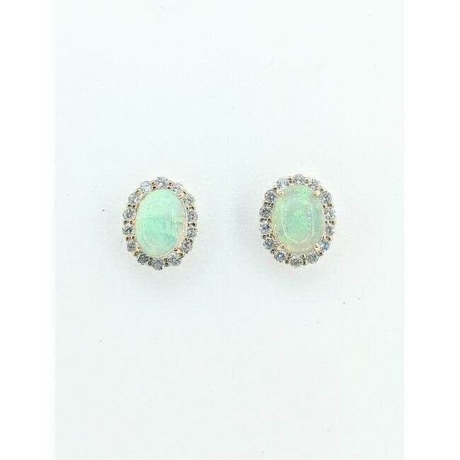 Earrings 0.52ctw Diamonds 1.44ctw Opal 14ky 125110071