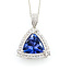 Necklace Double Halo Drop 1.15ctw Round Diamonds 6.30ctw Violet Tanzanite GIA Plat 1.15x.9" 18" 14.5g 225110112