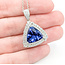 Necklace Double Halo Drop 1.15ctw Round Diamonds 6.30ctw Violet Tanzanite GIA Plat 1.15x.9" 18" 14.5g 225110112