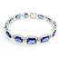 Bracelet Halo Station Tennis 3.48ctw Round Diamonds 31.04ctw Royal Blue Sapphire Plat 12mm 7" 24.6g 225110101