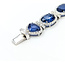 Bracelet Halo Station Tennis 3.48ctw Round Diamonds 31.04ctw Royal Blue Sapphire Plat 12mm 7" 24.6g 225110101