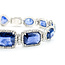 Bracelet Halo Station Tennis 3.48ctw Round Diamonds 31.04ctw Royal Blue Sapphire Plat 12mm 7" 24.6g 225110101