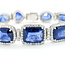 Bracelet Halo Station Tennis 3.48ctw Round Diamonds 31.04ctw Royal Blue Sapphire Plat 12mm 7" 24.6g 225110101