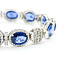 Bracelet Halo Station Tennis 3.48ctw Round Diamonds 31.04ctw Royal Blue Sapphire Plat 12mm 7" 24.6g 225110101