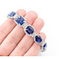 Bracelet Halo Station Tennis 3.48ctw Round Diamonds 31.04ctw Royal Blue Sapphire Plat 12mm 7" 24.6g 225110101