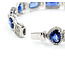 Bracelet Halo Station Tennis 3.48ctw Round Diamonds 31.04ctw Royal Blue Sapphire Plat 12mm 7" 24.6g 225110101