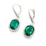 Earrings Lever Back Drop Halo 1.20ctw Round Diamonds 11.31ctw Emerald Plat 1.5x.5" 12.0g 225110110