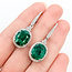 Earrings Lever Back Drop Halo 1.20ctw Round Diamonds 11.31ctw Emerald Plat 1.5x.5" 12.0g 225110110