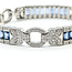 Bracelet Railroad Link Milgrain 1.36ctw Round Diamonds 10.38ctw Blue Sapphire Plat 9.5mm 6.7" 32.5g 225110099