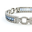 Bracelet Railroad Link Milgrain 1.36ctw Round Diamonds 10.38ctw Blue Sapphire Plat 9.5mm 6.7" 32.5g 225110099