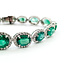 Bracelet Oval Link Halo 3.67ctw Round Diamonds 15.64ctw Emerald Plat 7-11mm 7" 18.4g 225110102