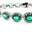 Bracelet Oval Link Halo 3.67ctw Round Diamonds 15.64ctw Emerald Plat 7-11mm 7" 18.4g 225110102
