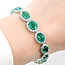 Bracelet Oval Link Halo 3.67ctw Round Diamonds 15.64ctw Emerald Plat 7-11mm 7" 18.4g 225110102