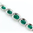 Bracelet Oval Link Halo 3.67ctw Round Diamonds 15.64ctw Emerald Plat 7-11mm 7" 18.4g 225110102