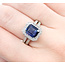 Ring Milgrain Halo 0.82ctw Round Diamonds 2.29ctw Royal Blue Sapphire 18kw 13x11mm Sz6.25 6.5g 225110119