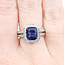 Ring Milgrain Halo 0.82ctw Round Diamonds 2.29ctw Royal Blue Sapphire 18kw 13x11mm Sz6.25 6.5g 225110119