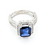Ring Milgrain Halo 0.82ctw Round Diamonds 2.29ctw Royal Blue Sapphire 18kw 13x11mm Sz6.25 6.5g 225110119