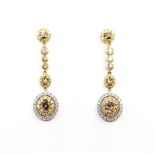 Earrings Dangle Halo 2.98ctw Round Diamonds 14ktt 1.5x.4" 7.2g 225110104