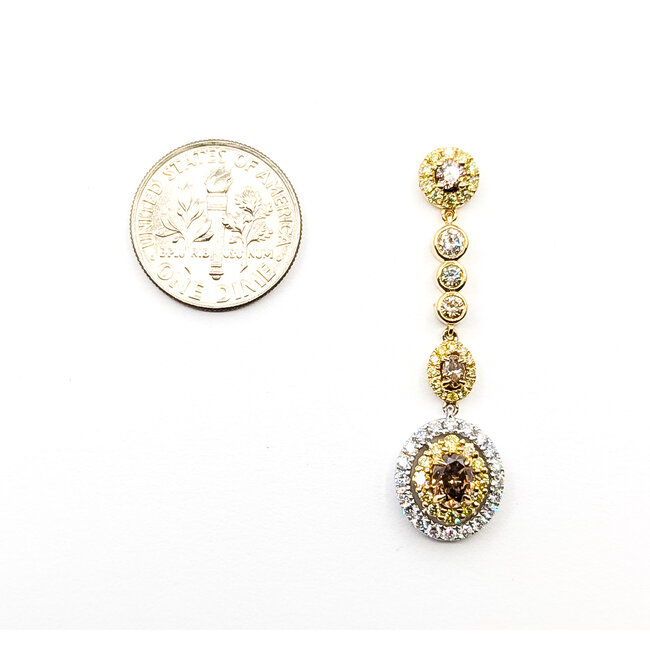 Earrings Dangle Halo 2.98ctw Round Diamonds 14ktt 1.5x.4" 7.2g 225110104