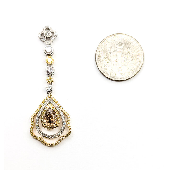 Earrings Dangle 3.64ctw Round Diamonds 14ktt 1.75x.55" 7.5g 225110105