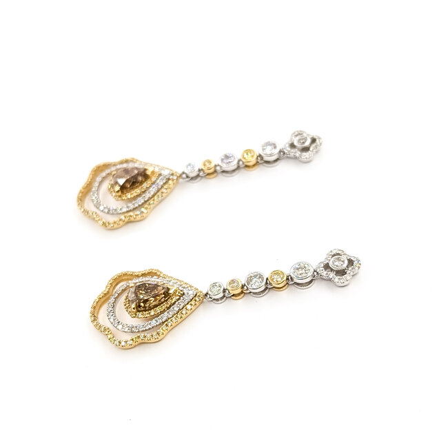 Earrings Dangle 3.64ctw Round Diamonds 14ktt 1.75x.55" 7.5g 225110105