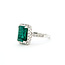 Ring Cocktail Halo 0.82ctw Round Diamonds 3.77ctw Emerald Plat 14x12mm Sz6.5 7.8g 225110121