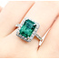 Ring Cocktail Halo 0.82ctw Round Diamonds 3.77ctw Emerald Plat 14x12mm Sz6.5 7.8g 225110121