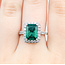 Ring Cocktail Halo 0.82ctw Round Diamonds 3.77ctw Emerald Plat 14x12mm Sz6.5 7.8g 225110121