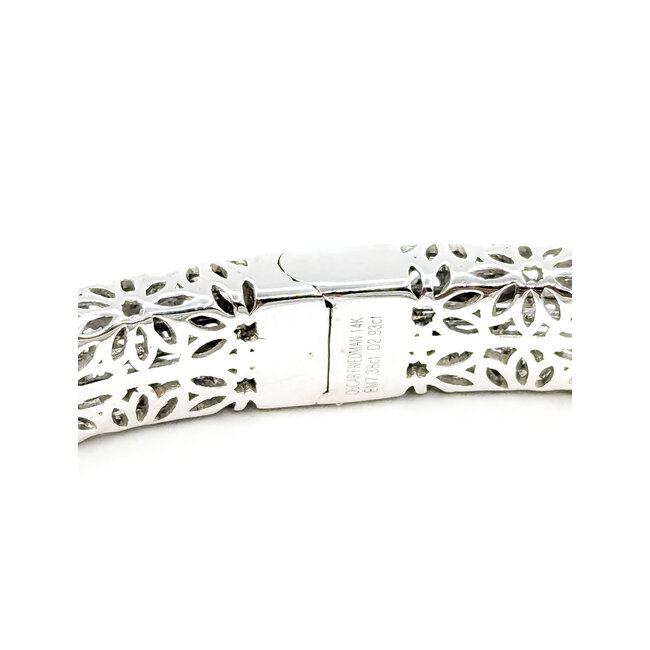 Bracelet Bangle Hinge 2.93ctw Round Diamonds 7.38ctw Colombian Emerald 14kw 14mm 7.25" 25.7g 225110098