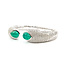 Bracelet Bangle Hinge 2.93ctw Round Diamonds 7.38ctw Colombian Emerald 14kw 14mm 7.25" 25.7g 225110098