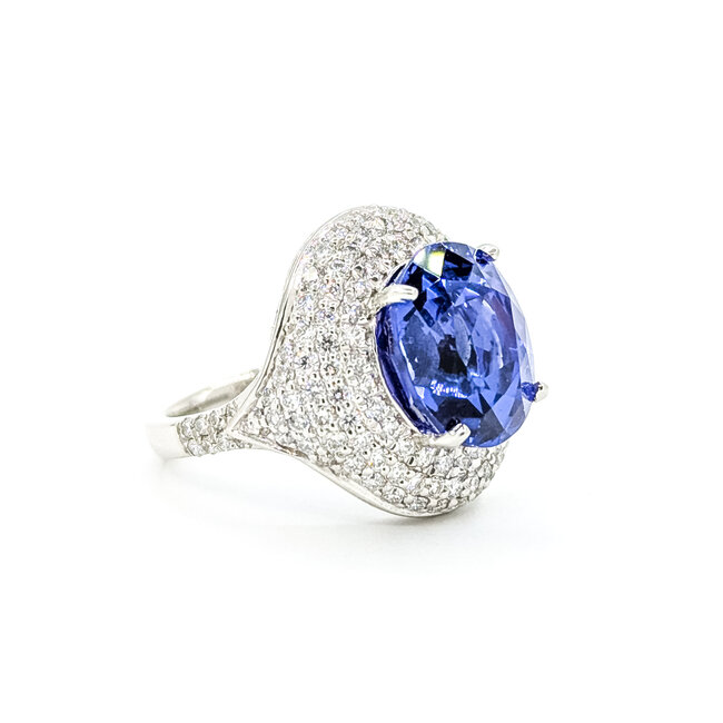 Ring Cocktail 1.50ctw Round Diamonds 8.74ctw Bluish Violet Tanzanite GIA Plat 20mm Sz6.5 12.8g 225110120