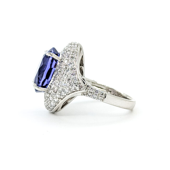 Ring Cocktail 1.50ctw Round Diamonds 8.74ctw Bluish Violet Tanzanite GIA Plat 20mm Sz6.5 12.8g 225110120