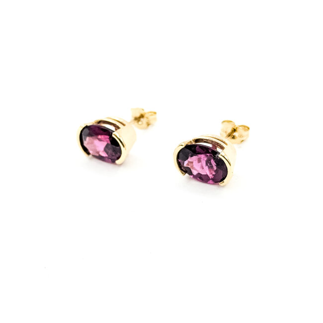 Earrings 4.38ctw Grape Garnet 14ky 5.5mm 125100079