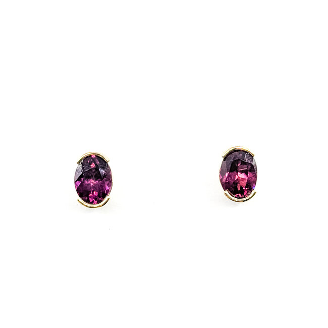 Earrings 4.38ctw Grape Garnet 14ky 5.5mm 125100079