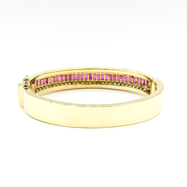 Bracelet Bangle La Triomphe 3.2ctw Round Diamonds 5ctw Red Ruby 18ky 11.3mm 7.5" 45.14g 225100097