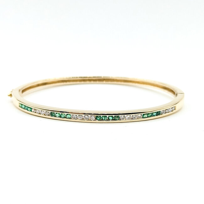 Bracelet Bangle .50ctw Round Diamonds .50ctw Emerald 14ky 3.5mm Sz7.25 16g 125100015