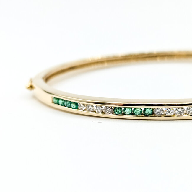 Bracelet Bangle .50ctw Round Diamonds .50ctw Emerald 14ky 3.5mm Sz7.25 16g 125100015